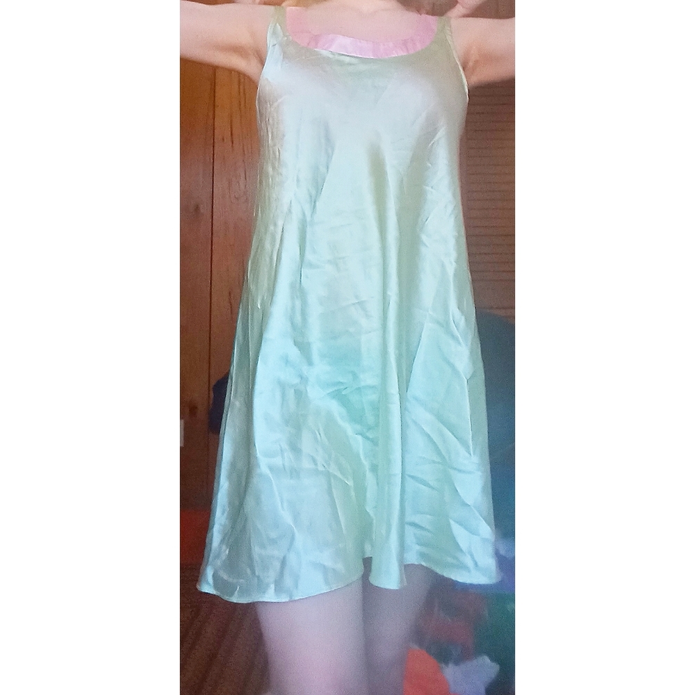 Jones New York pale green and pink slip dress Medium